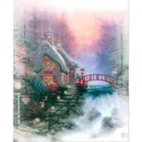 Thomas Kinkade Sweet Heart Cottage II Embellished Cross Sti-10X8 Printed 230034