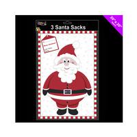 theme machine 3 pack santa sacks 30 inch x 20 inch