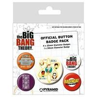 The Big Bang Theory - Characters Badge Pack, x Cm, 1 x 38mm + 4 x 25mmcm