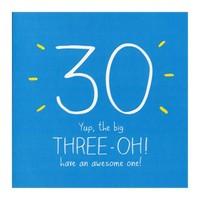 Three-Oh, 30th Birthday Card