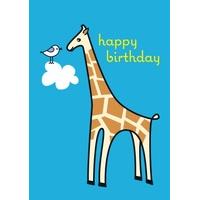 the little bird the giraffe childrens birthday card