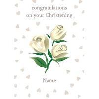 three roses | personalised christening card