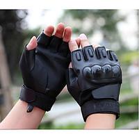 The Black Hawk Special Forces Tactical Gloves Leather Cut Half Gloves Fitness Outdoor Riding Motorcycle Gloves