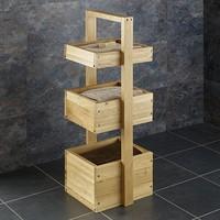 Three Tier 90cm Tall Three Box Solid Oak Bathroom Storage Stand Caddy