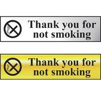 thank you for not smoking sign pol 200 x 50mm