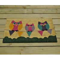Three Sleepy Owls on Bunting Design Coir Doormat by Gardman