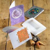 Three Fold Greetings Cards & Envelopes - Circle - White