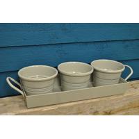 Three Herb Pots on a Tray in Clay by Garden Trading