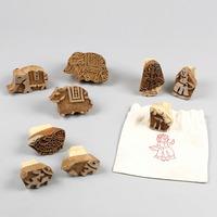 Three Part Wooden Stamp Sets. Elephant
