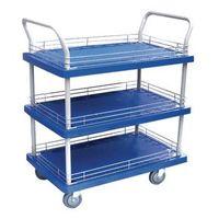 three tier plastic platform truck with mesh ledges