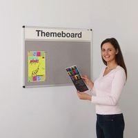 themeboard open noticeboard 1200 x 1200mm hxw grey