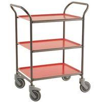 three tier metal service trolley anthracite grey frame with red trays