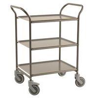 three tier metal service trolley anthracite grey frame with white tray ...