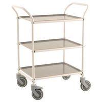 three tier metal service trolley white frame with anthracite grey