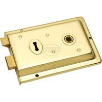 The York Rim Lock 4 x 6 inches in Polished Brass Finish