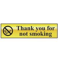 Thank You For Not Smoking - Polished Brass Effect 200 x 50mm