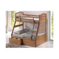 three sleeper wooden bunk bed double white finish