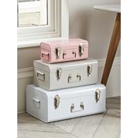 Three Metal Trunks - White, Putty & Blush