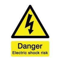 The House Nameplate Company PVC Self Adhesive Electric Shock Risk Sign (H)200mm (W)150mm