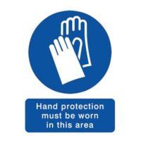 The House Nameplate Company PVC Self Adhesive Hand Protection Must Be Worn Sign (H)200mm (W)150mm
