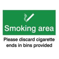 The House Nameplate Company PVC Self Adhesive Smoking Area Discard Ends Sign (H)200mm (W)150mm