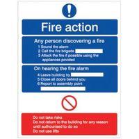 The House Nameplate Company PVC Self Adhesive Fire Action Information Sign (H)200mm (W)150mm