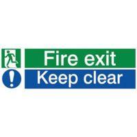 The House Nameplate Company PVC Self Adhesive Fire Exit Keep Clear Sign (H)80mm (W)250mm