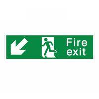 The House Nameplate Company PVC Self Adhesive Fire Exit Arrow Down Left Sign (H)125mm (W)400mm