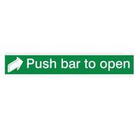The House Nameplate Company PVC Self Adhesive Fire Exit Push Bar to Open Sign (H)75mm (W)450mm