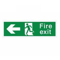 The House Nameplate Company PVC Self Adhesive Fire Exit Arrow Left Sign (H)125mm (W)400mm