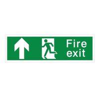 The House Nameplate Company PVC Self Adhesive Fire Exit Arrow Up Sign (H)125mm (W)400mm