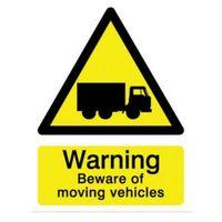 The House Nameplate Company PVC Self Adhesive Warning Beware Of Moving Vehicle Sign (H)200mm (W)150mm