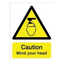 The House Nameplate Company PVC Self Adhesive Caution Mind Your Head Sign (H)200mm (W)150mm
