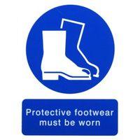 The House Nameplate Company PVC Self Adhesive Protective Footwear Must Be Worn Sign (H)200mm (W)150mm