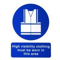 The House Nameplate Company PVC Self Adhesive High Visibility Clothing Must Be Worn Sign (H)200mm (W)150mm