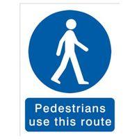 The House Nameplate Company PVC Self Adhesive Pedestrians Must Use This Route Sign (H)200mm (W)150mm