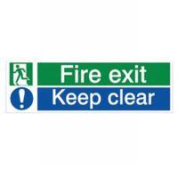 The House Nameplate Company PVC Self Adhesive Fire Exit & Keep Clear Sign (H)125mm (W)400mm