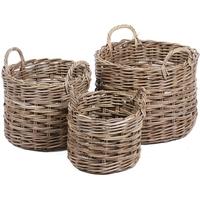 The Wicker Merchant Round Baskets with Ear Handles (Set of 3) WW-027