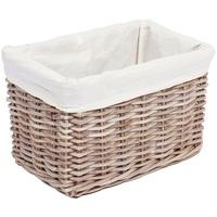 The Wicker Merchant Rectangular Basket with Hole Handles and Lining Large