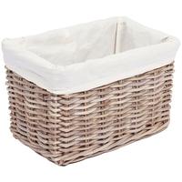 the wicker merchant rectangular basket with hole handles and lining la ...