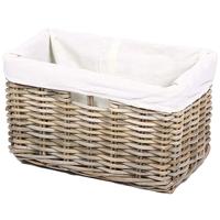 The Wicker Merchant Rectangular Basket with Hole Handles and Lining Small