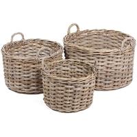 The Wicker Merchant Round Baskets with Ear Handles (Set of 3) WW-033