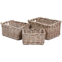The Wicker Merchant Rectangular Baskets with Hole Handles (Set of 3) WW-035
