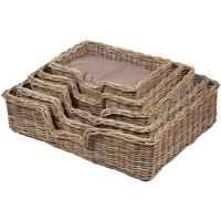 The Wicker Merchant Rectangular Dog Baskets with Cushions (Set of 5)