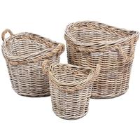 The Wicker Merchant Round Baskets with Rope Handles (Set of 3)