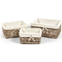 The Wicker Merchant Rectangular Baskets with Weaving and Lining (Set of 3)