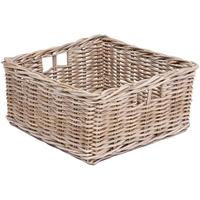 The Wicker Merchant Low Square Basket with Hole Handles