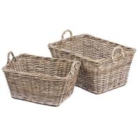 The Wicker Merchant Tapered Rectangular Baskets with Ear Handles (Set of 2)