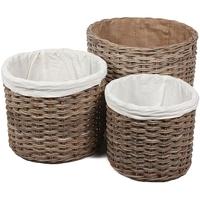 The Wicker Merchant Round Log Baskets with Hessian Linings (Set of 3)