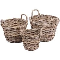 The Wicker Merchant Tapered Round Baskets with Ear Handles (Set of 3)